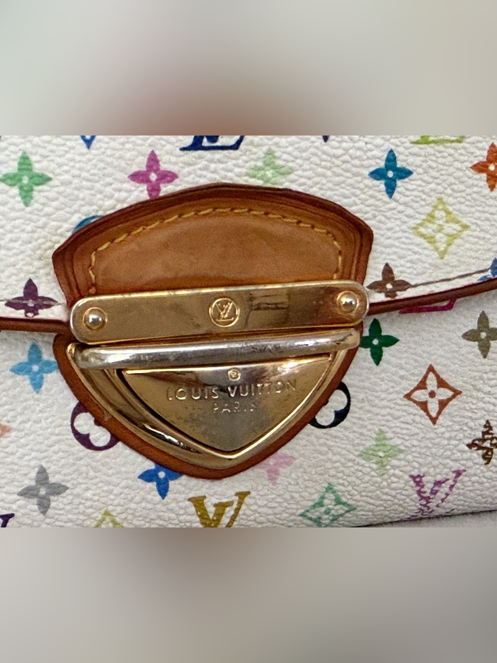 Authentic Louis Vuitton White Multicolor Monogram Wallet with Gold Hardware - Picture 13 of 15